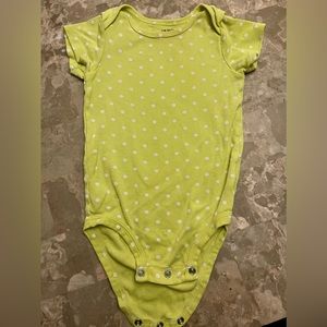 Carter’s lime green onesie with white polka dots - 18 months